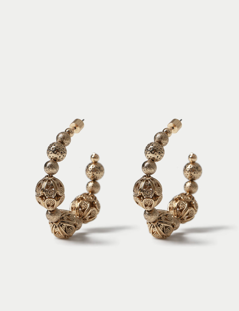Filigree hoop earrings in zinc alloy (British brand)