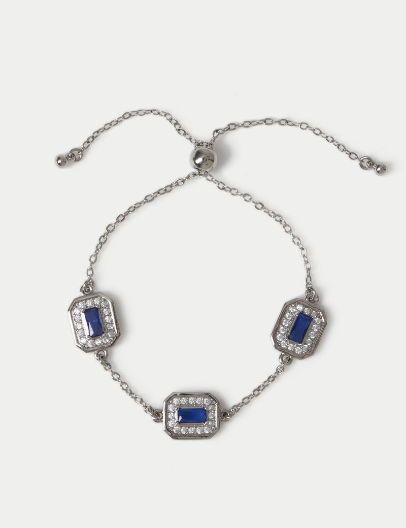 Platinum plated toggle bracelet with cubic zirconia stones - British product