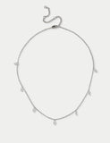 Platinum plated droplet necklace with cubic zirconia, imported from the UK