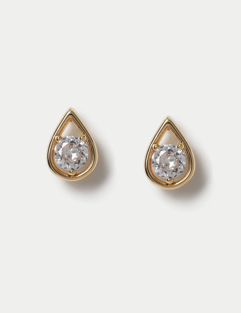M&S 14ct gold plated teardrop earrings with cubic zirconia, imported from the UK