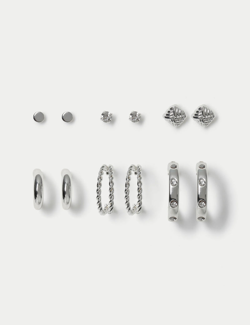 M&S 6 pack stone hoop and stud earrings, UK version