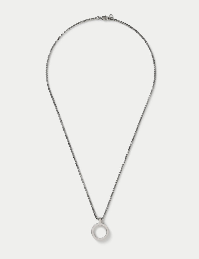 Stainless steel open pendant necklace with clasp fastening, UK version