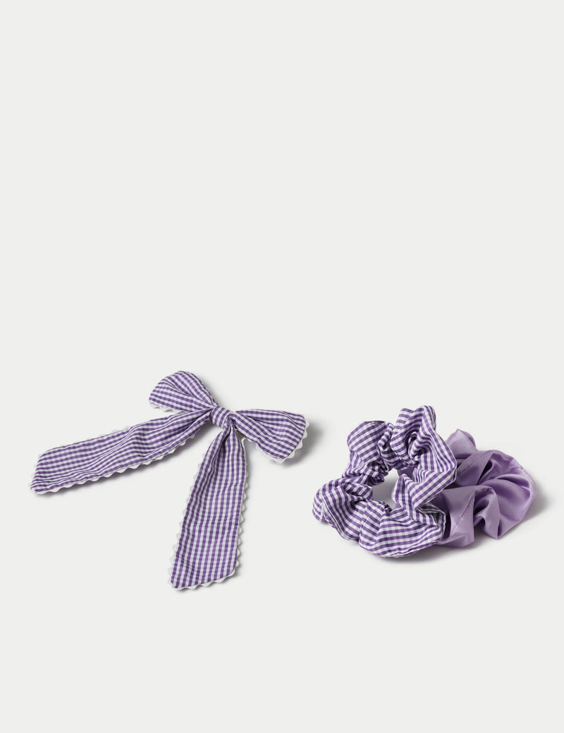 Back To School Scallop Bow & Scrunchie Hair Accessories