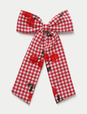 Cherry Gingham patterned hair bow - British product