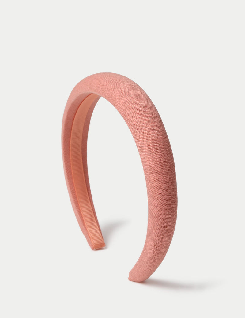YG Coral Pink Linen Knot hair accessory - British product