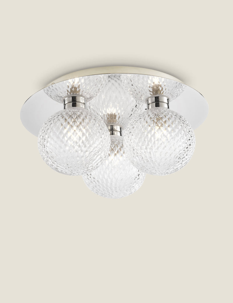Laura Ashley Prague faceted glass flush ceiling light, imported from the UK