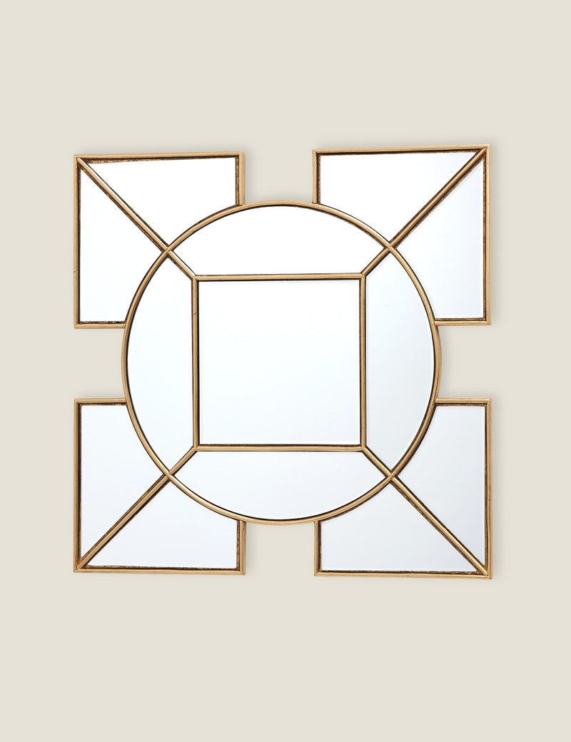 Lyshia Art Deco wall mirror with gold-tone finish, UK version