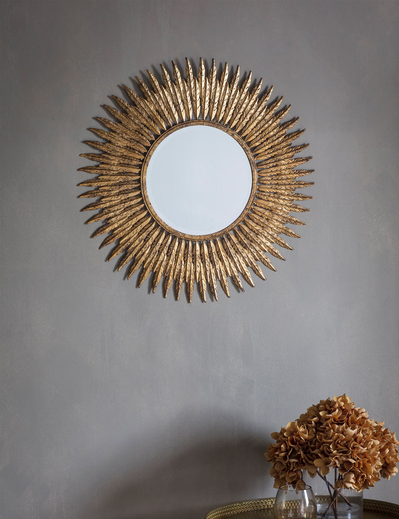 Gallery Direct Quill small round wall mirror, imported from the UK