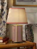 Joules Helmingham table lamp with antique brass and striped fabric (British brand)