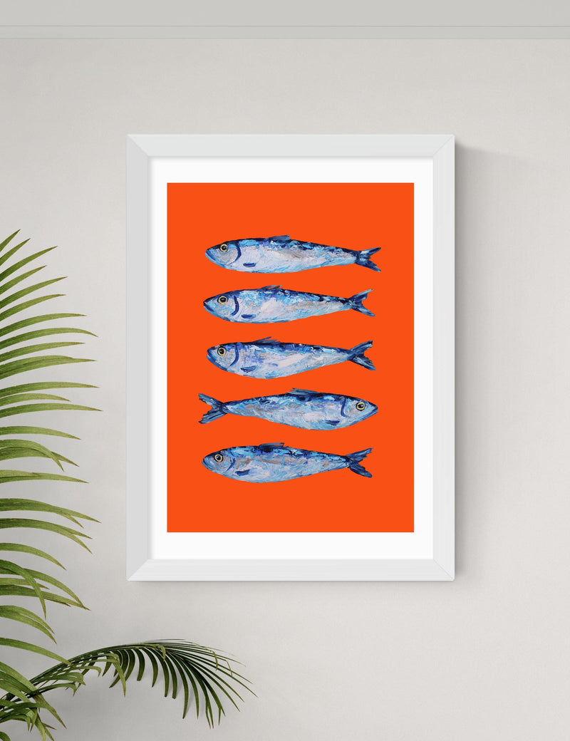 East End Prints Sardines Orange Framed Art Print