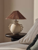 Remi table lamp glazed ceramic wicker shade 39.2 cm - British product
