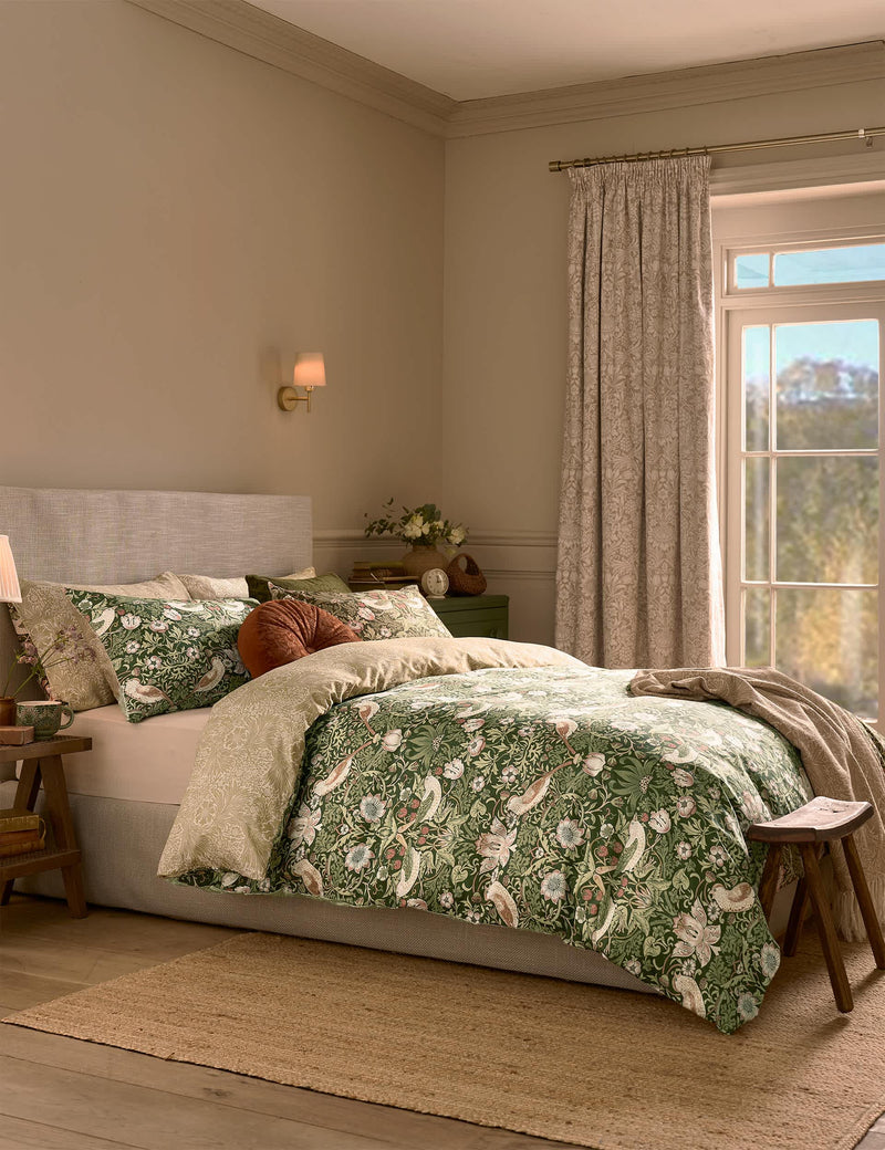 William Morris Strawberry Thief pillowcases cotton sateen, imported from the UK