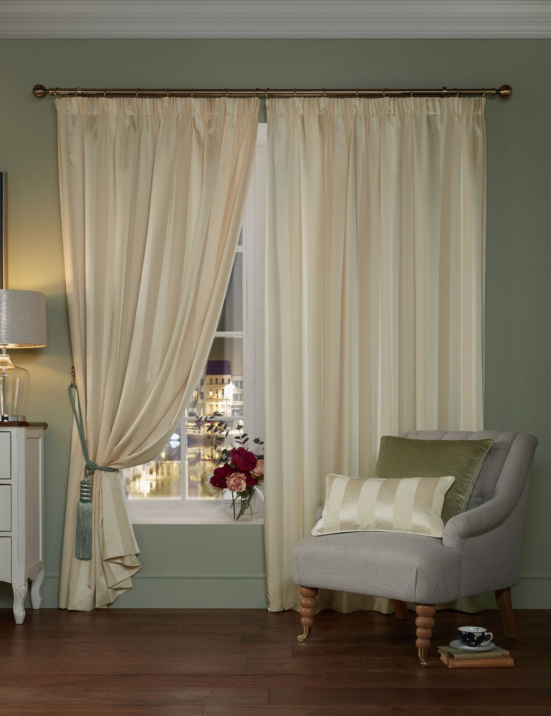Laura Ashley Lille Stripe Pencil Pleat Curtains, UK version