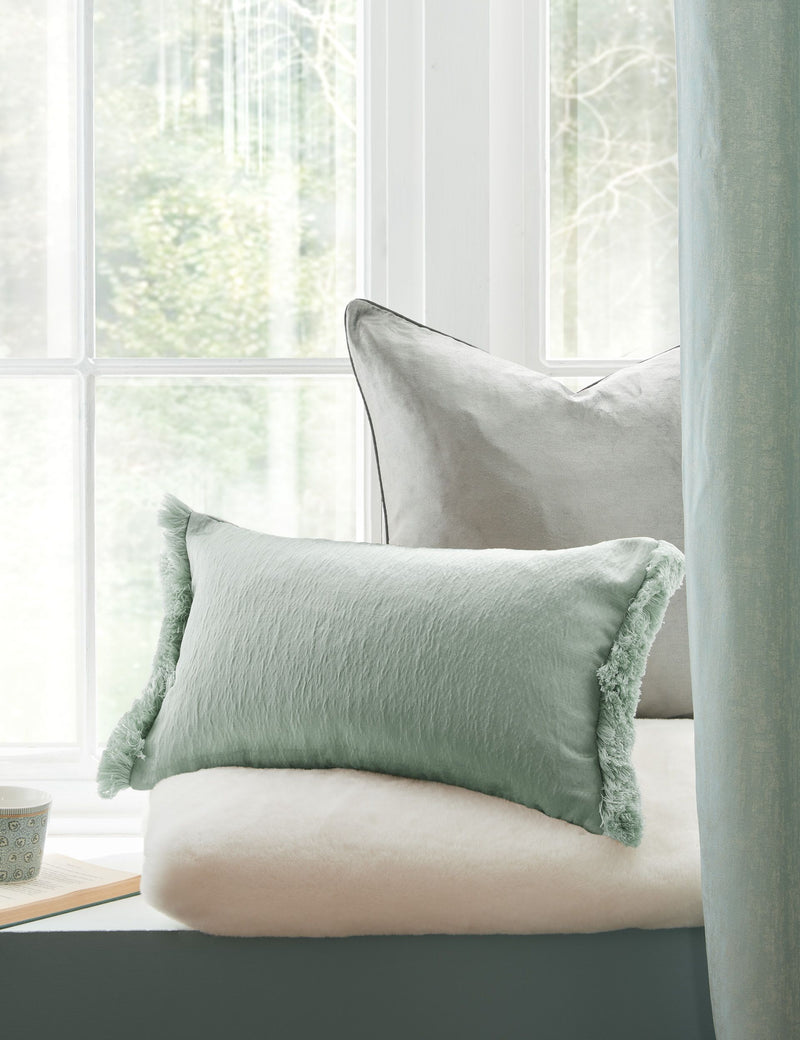 Laura Ashley Carys Crinkle Bolster Cushion 30x50cm, imported from the UK