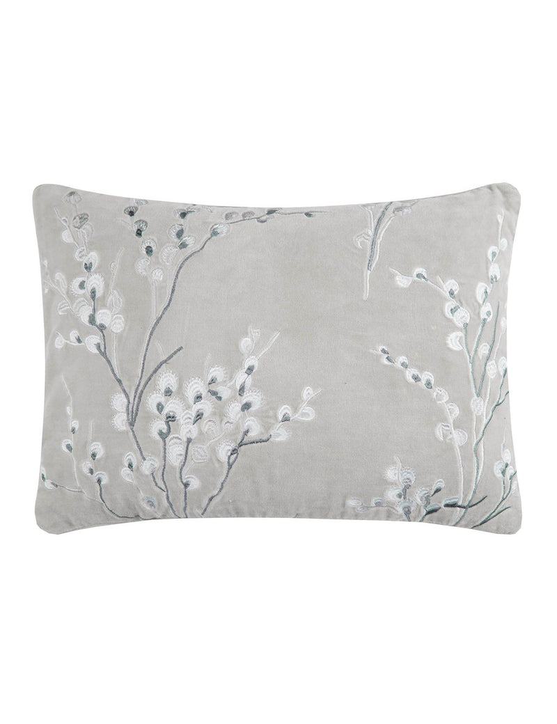 Laura Ashley Pussy Willow Velvet Embroidered Cushion