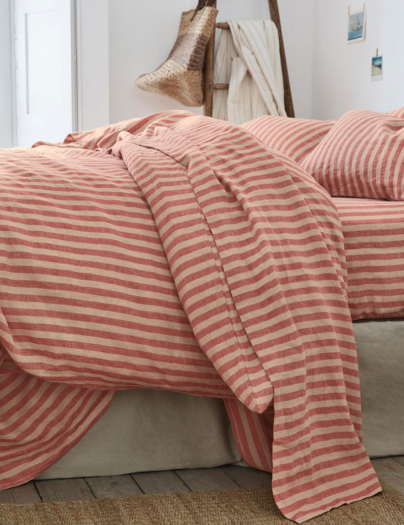 Piglet in Bed linen rich striped flat sheet - British product
