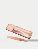 Mini slant tweezers rose gold with case (British brand)