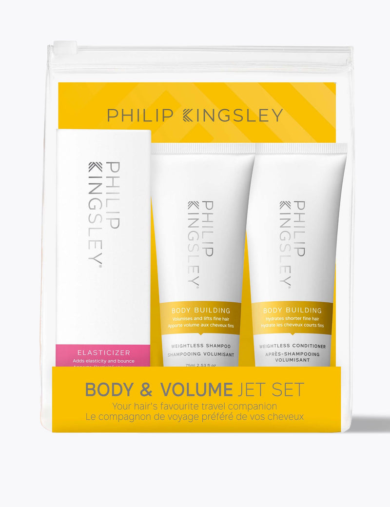 Philip Kingsley travel-sized hair care set for fine hair with volume and shine, imported from the UK