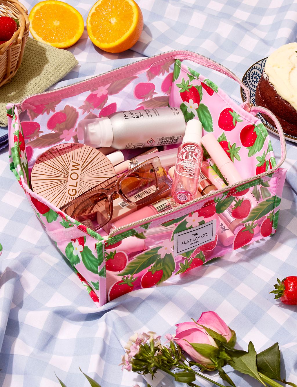 The Flat Lay Co. Jelly Open Flat Box Bag in Summer Strawberries GOODS M&S
