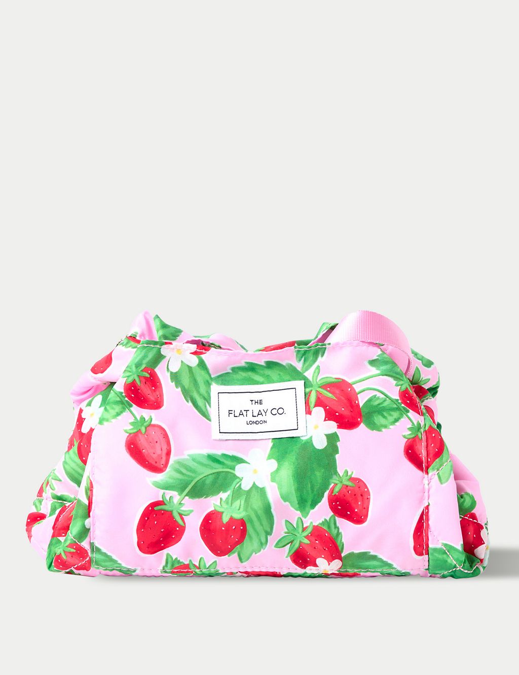 The Flat Lay Co. Drawstring Makeup Bag in Summer Strawberries GOODS M&S
