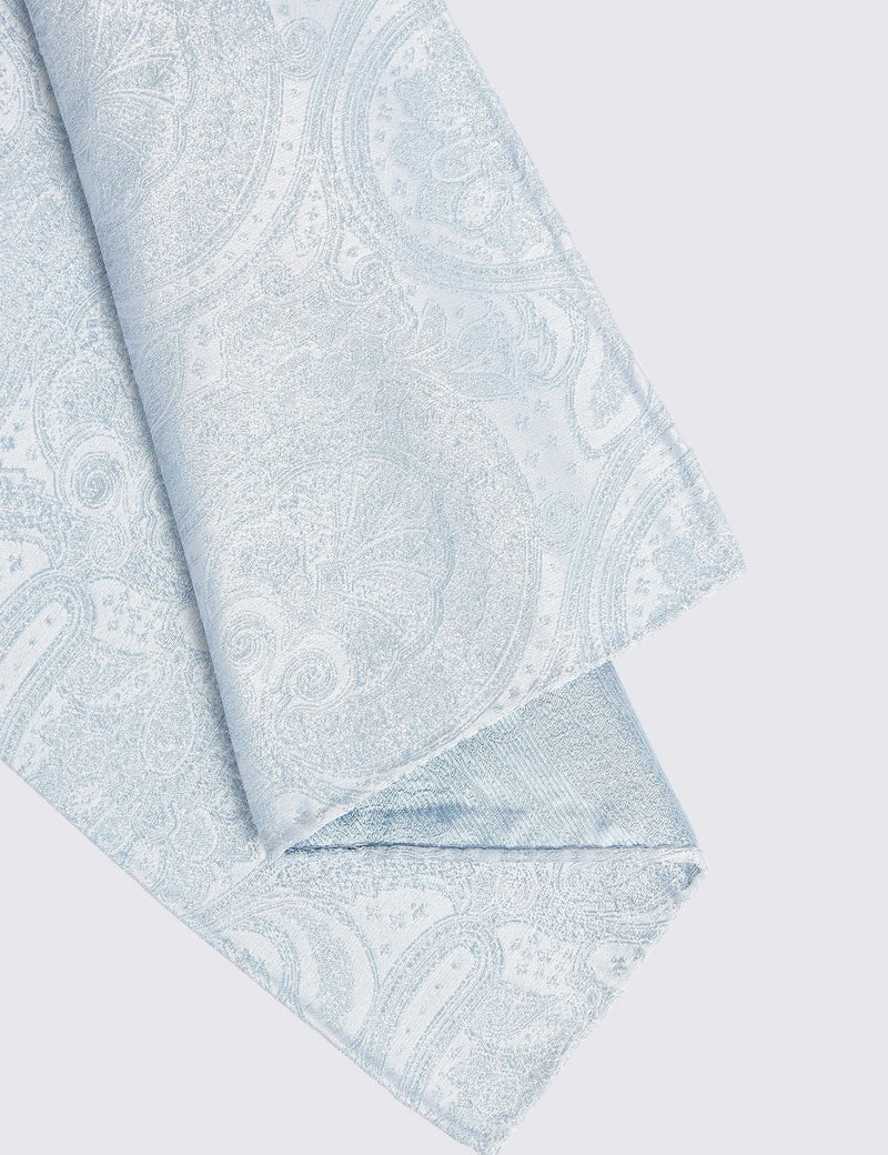 Moss paisley silk pocket square, UK version