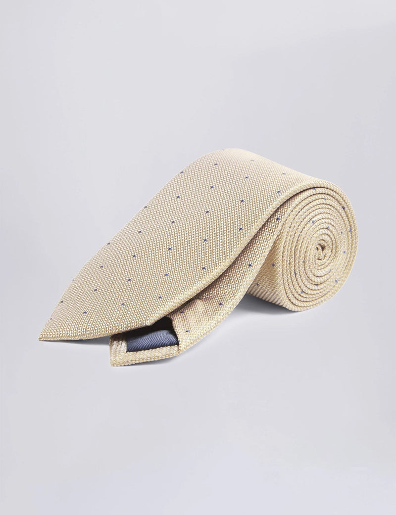 Moss pure silk tie with contrast micro-spot pattern - British product