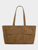 Katie Loxton faux suede woven panel tote bag, imported from the UK