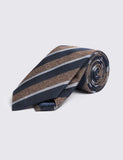 Moss pure silk tie with diagonal stripes, imported from the UK