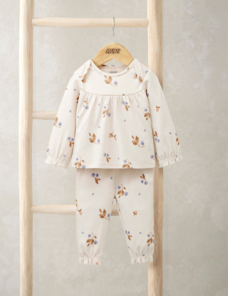 Pyjama en coton pur Mamas & Papas à motif baies 3-36 mois, importé du Royaume-Uni