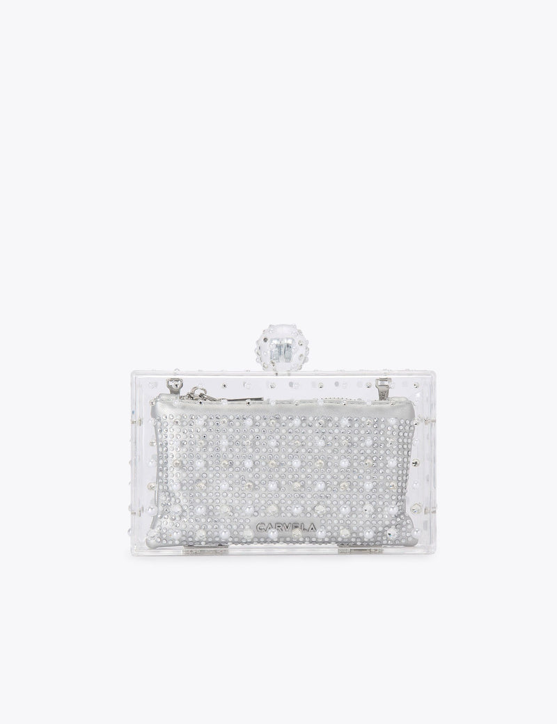 Carvela clutch bag clear perspex with crystals - British product