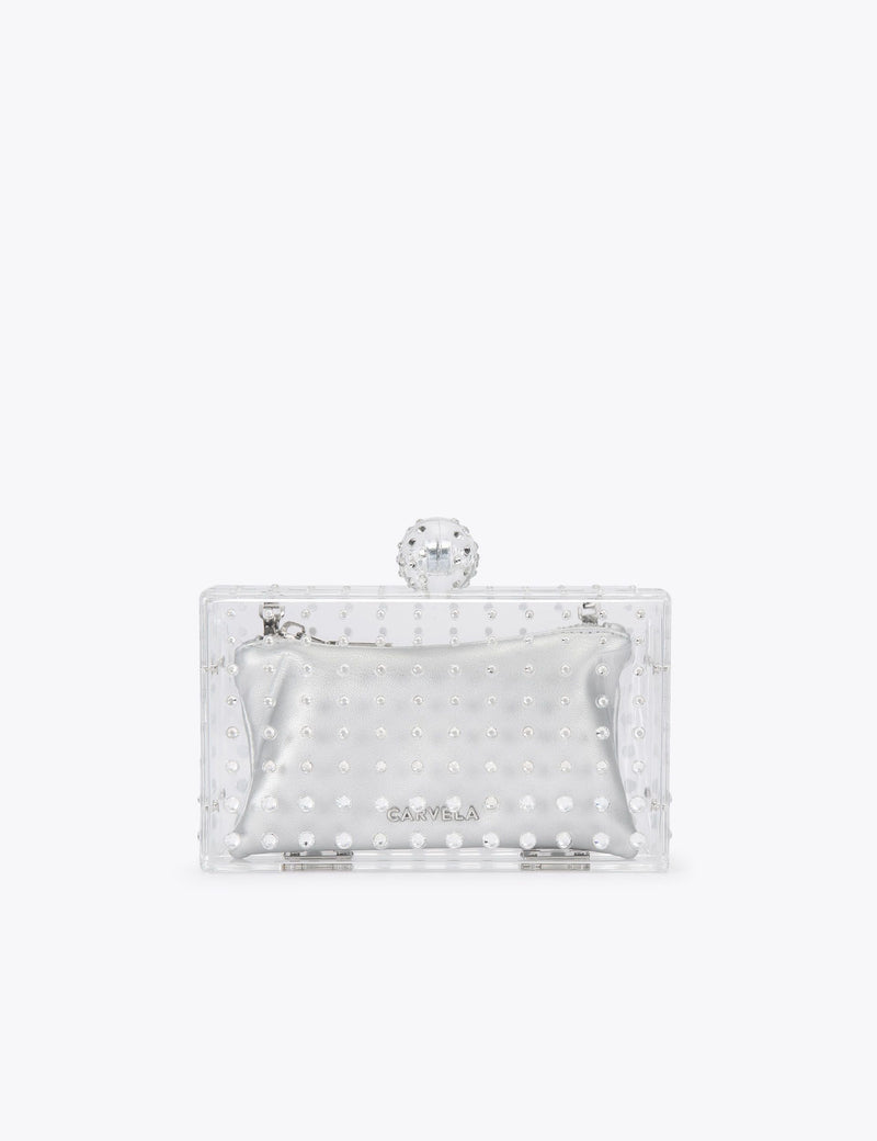 Carvela diamante chain strap clutch bag clear perspex (British brand)