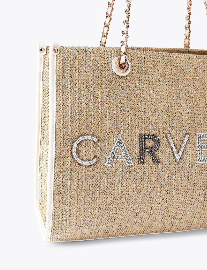 Carvela Raffia Beaded Tote Bag & Pouch