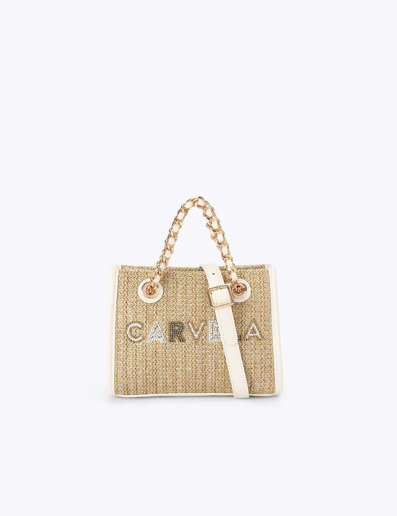 Carvela raffia tote bag with chain handle - British product
