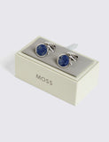 Moss aventurine stone round cufflinks, imported from the UK