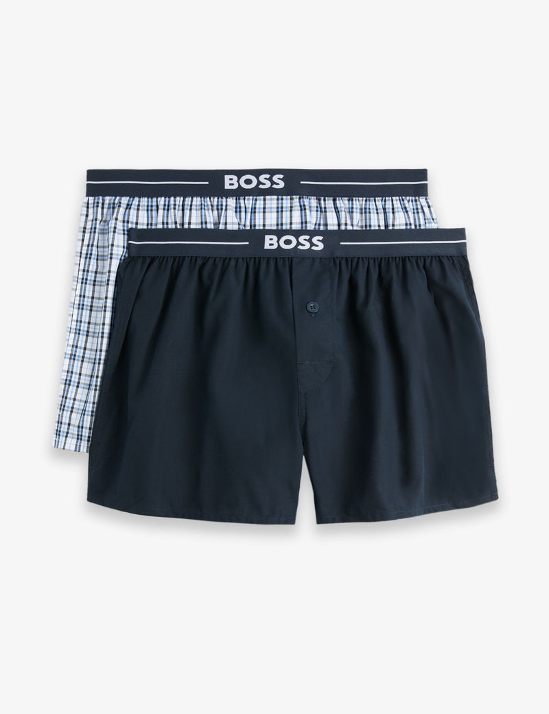 BOSS 2 pack plain checked boxers, imported from the UK