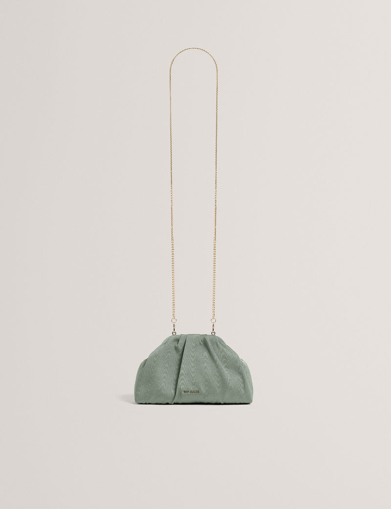 Ted Baker fabric gathered chain strap clutch bag (British brand)