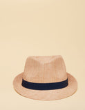 Joules straw trilby raffia hat with woven texture - British product