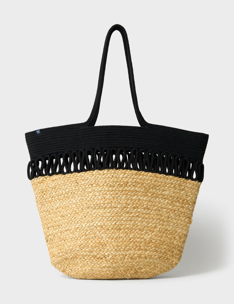 Crew Clothing woven jute contrast trim shoulder tote bag, imported from the UK