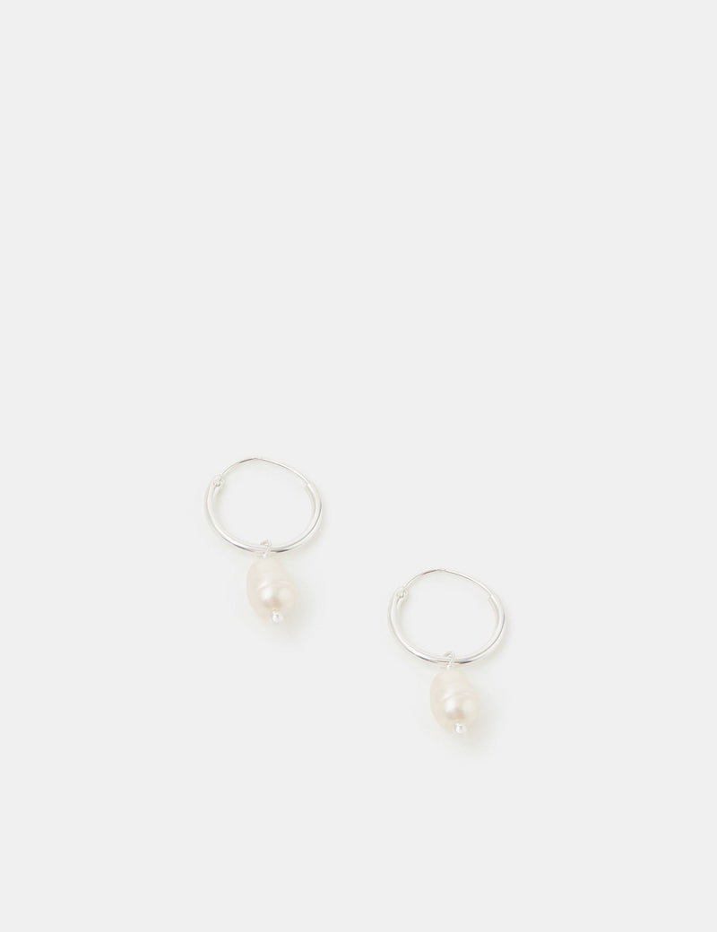 Accessorize sterling silver pearl drop hoop earrings - British product