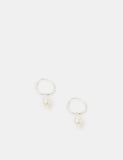 Accessorize sterling silver pearl drop hoop earrings - British product