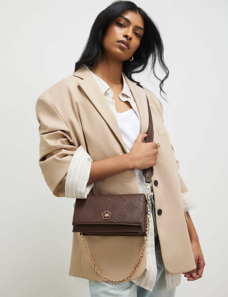 River Island embossed cross body bag chain strap, UK version
