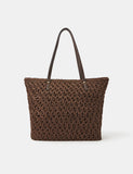 Accessorize jute shoulder bag with brown straps - British product