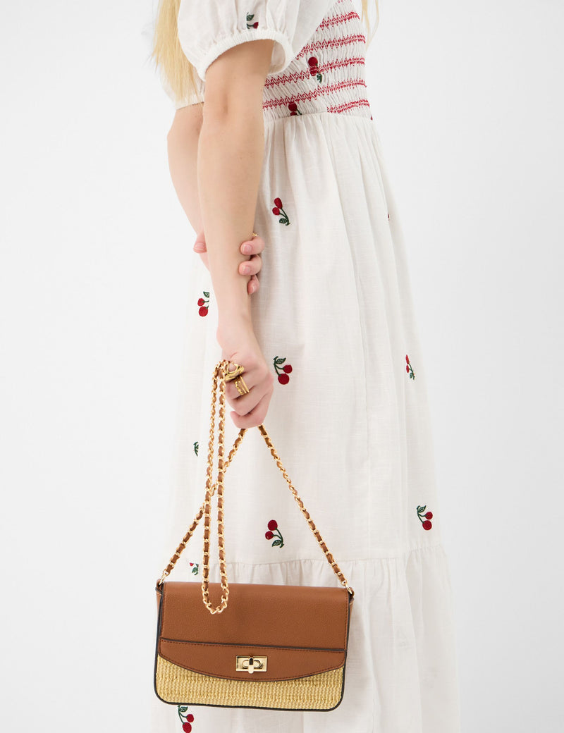 Accessorize raffia chain strap cross body bag (British brand)