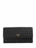 Dune London leather weave purse with gold-tone logo plaque - British product
