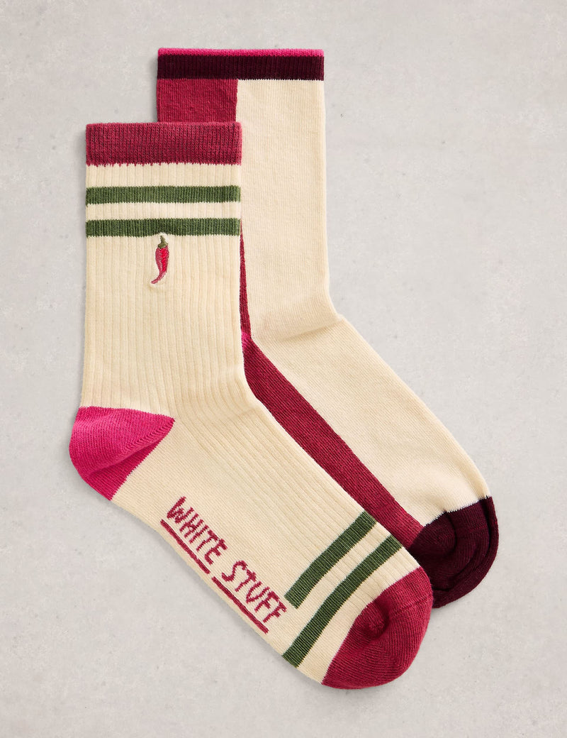 White Stuff cotton rich ankle socks 2 pack - British product