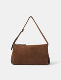 Suede ruched shoulder bag with adjustable strap - British product