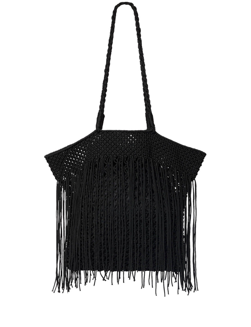 Whistles woven fringed tote bag, imported from the UK