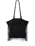 Whistles woven fringed tote bag, imported from the UK