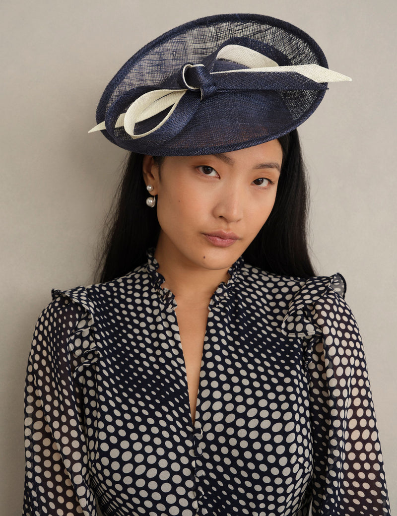 Hobbs bow fascinator structured mesh two-tone bow headband (British brand)