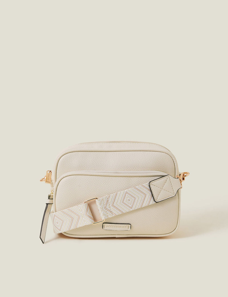 Accessorize faux leather double zip cross body camera bag - British product